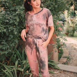 Pink and Grey Tie Dye Lounge Wear set